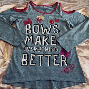 JoJo Siwa Blue Long-Sleeve Top with Red Trim and Multicolor Accents Size M